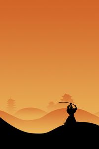 Preview wallpaper samurai, night, silhouette