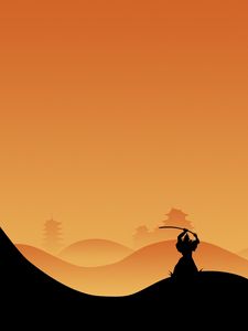 Preview wallpaper samurai, night, silhouette