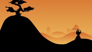 Preview wallpaper samurai, night, silhouette