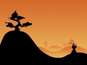 Preview wallpaper samurai, night, silhouette