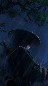 Preview wallpaper samurai, warrior, katana, rain, art, dark