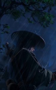 Preview wallpaper samurai, warrior, katana, rain, art, dark