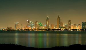 Preview wallpaper san - diego, california, usa, skyscrapers, night, beach