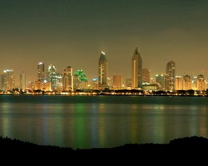 Preview wallpaper san - diego, california, usa, skyscrapers, night, beach