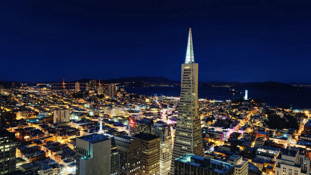 Wallpaper san - francisco, city, night, top view