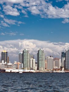 Preview wallpaper san diego, california, ocean, water, sky, house