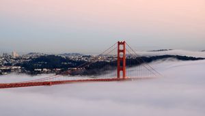 Preview wallpaper san francisco, bridge, fog, buildings