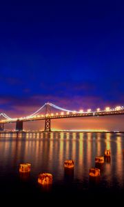 Preview wallpaper san francisco, lights, bridge, night, city lights