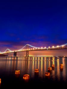 Preview wallpaper san francisco, lights, bridge, night, city lights