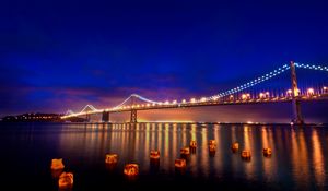 Preview wallpaper san francisco, lights, bridge, night, city lights