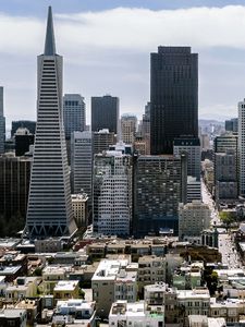 Preview wallpaper san francisco, skyscrapers, top view, panorama