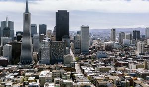 Preview wallpaper san francisco, skyscrapers, top view, panorama