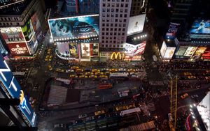 Preview wallpaper san francisco, street, view from above, evening, buildings, taxi