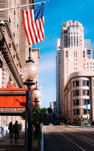 Preview wallpaper san francisco, usa, city, street, flag