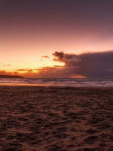 Preview wallpaper sand, beach, desert, sky, decline, clouds, horizon