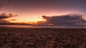 Preview wallpaper sand, beach, desert, sky, decline, clouds, horizon