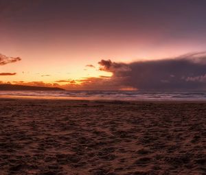 Preview wallpaper sand, beach, desert, sky, decline, clouds, horizon