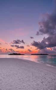 Preview wallpaper sand, beach, ocean, sunset, sky, horizon