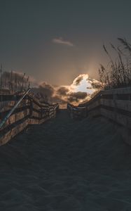 Preview wallpaper sand, beach, sunset, fence