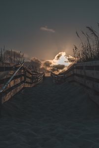 Preview wallpaper sand, beach, sunset, fence