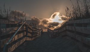 Preview wallpaper sand, beach, sunset, fence