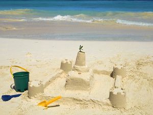 Preview wallpaper sand, castle, beach, sea