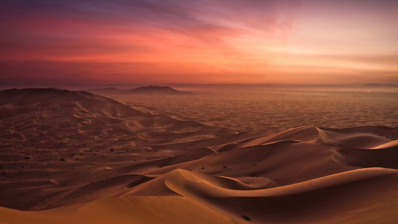 Wallpaper sand, desert, evening, decline, lines, orange, shades