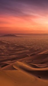 Preview wallpaper sand, desert, evening, decline, lines, orange, shades