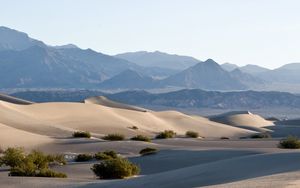 Preview wallpaper sand, desert, rocks, waves, trace