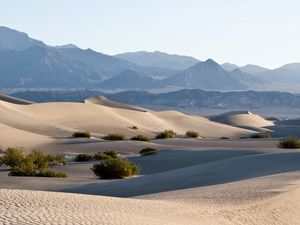 Preview wallpaper sand, desert, rocks, waves, trace