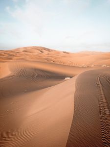 Preview wallpaper sand, desert, trace, dunes, sky