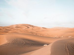 Preview wallpaper sand, desert, trace, dunes, sky