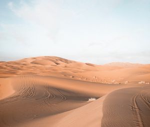 Preview wallpaper sand, desert, trace, dunes, sky