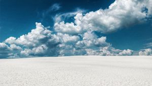 Preview wallpaper sand, desert, traces, clouds, sky