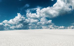 Preview wallpaper sand, desert, traces, clouds, sky