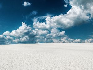 Preview wallpaper sand, desert, traces, clouds, sky