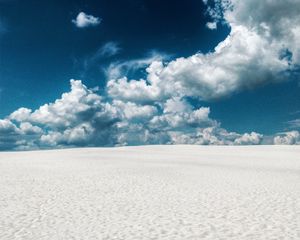 Preview wallpaper sand, desert, traces, clouds, sky