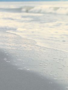 Preview wallpaper sand, foam, drops, water, sea, wave