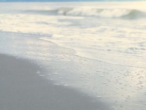 Preview wallpaper sand, foam, drops, water, sea, wave