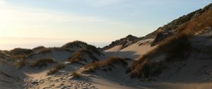 Preview wallpaper sand, hill, dunes, grass, traces