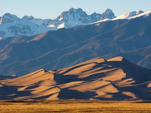 Preview wallpaper sand, mountains, hills, snowy, slope