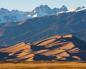 Preview wallpaper sand, mountains, hills, snowy, slope