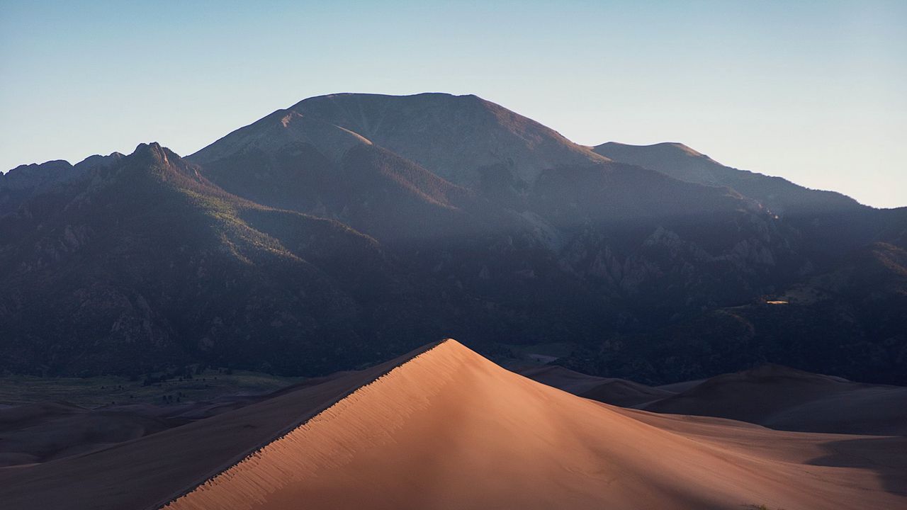 Wallpaper sand, mountains, hills, sky