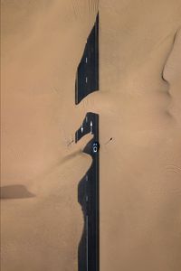 Preview wallpaper sand, road, desert, dunes, minimalism