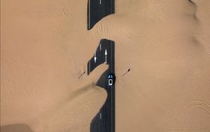 Preview wallpaper sand, road, desert, dunes, minimalism