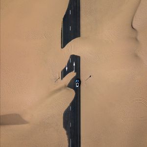 Preview wallpaper sand, road, desert, dunes, minimalism