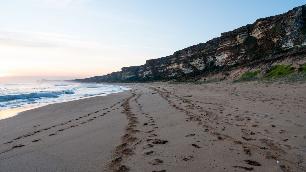 Wallpaper sand, rocks, sea, landscape, nature