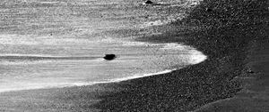 Preview wallpaper sand, sea, shore, bw