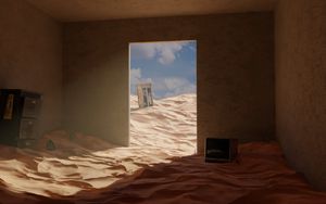Preview wallpaper sand, shadow, sky, doorway, art
