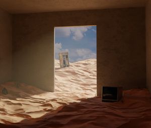 Preview wallpaper sand, shadow, sky, doorway, art